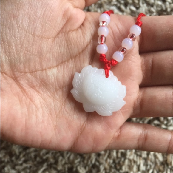 White Jade Lotus Crystal Spiritual Chakra Necklace - Picture 5 of 5